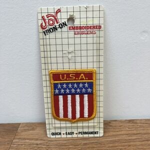Vintage Joy Insignia Iron-on Patch Embroidered Emblem‎ USA Flag Shield NEW